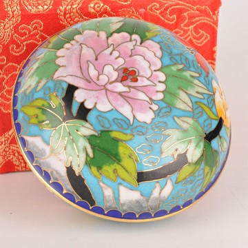 景泰藍富貴粉盒 儲物首飾盒 銅胎純手工掐絲琺瑯 北京非遺 JE85