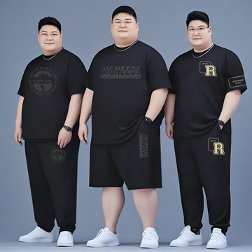✨ 新品🎈大碼運動短袖t恤男士加肥加大夏季薄款胖子休閒速幹短褲潮流套裝