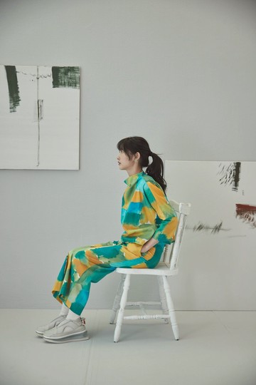 2019aw花布編號003老家浴缸  九分綁帶直筒寬褲