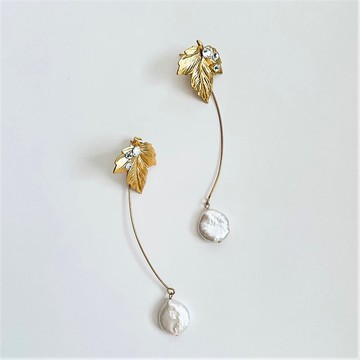 葉子和硬幣珍珠 2way耳針