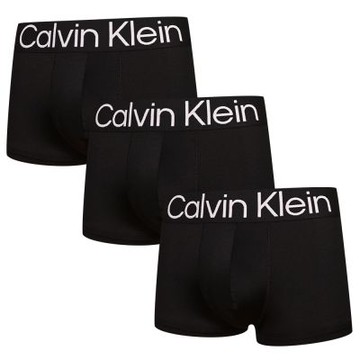 Calvin Klein Bold Trunk 男內褲 纖維絲質短版 合身四角褲/CK內褲-黑色 三入組