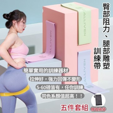 【翹臀圈&深蹲帶】深蹲阻力帶 翹臀圈  豪華五件組 拉力帶 阻力帶 環狀阻力帶 彈力圈 深蹲 伸展帶 彈力帶 瑜珈健身