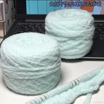 甄選好物🌈圍巾手工編織diy棒針暖和薄荷綠牛奶慕斯雲朵綿綿特色線小泡芙