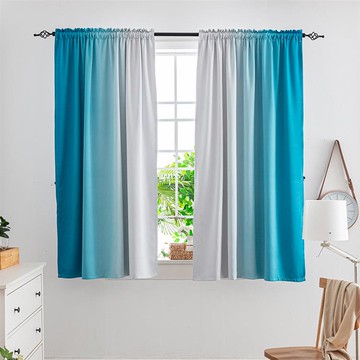 【嵐楓居家】精密遮光窗簾260x165_漸變湖水藍 _廠商直送
