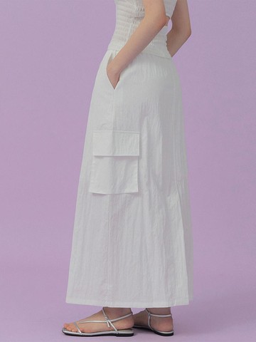 ILODY Elastic Waist Cargo Long Skirt