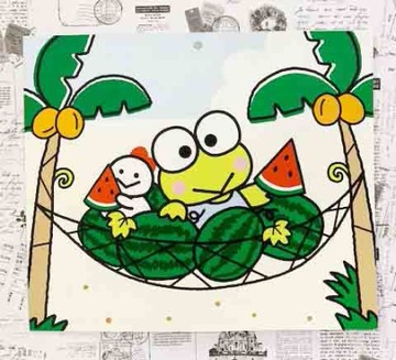 【震撼精品百貨】KeroKeroKeroppi 大眼蛙~Sanrio 大眼蛙青蛙雙面卡片-西瓜藍白/人物介紹#43722