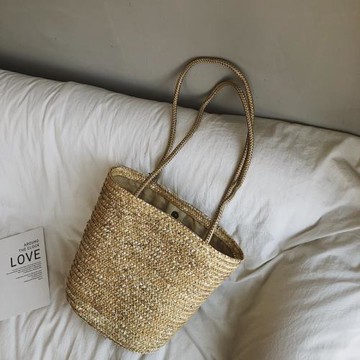 草編包女簡約百搭度假沙灘包編織包手提單肩包2024新款大容量包包