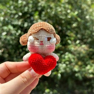48出貨 2026 DIY手工 手作鈎針 可愛天使愛心哭娃手織軟綿綿毛線鉤針自製diy材質包鑰匙掛件