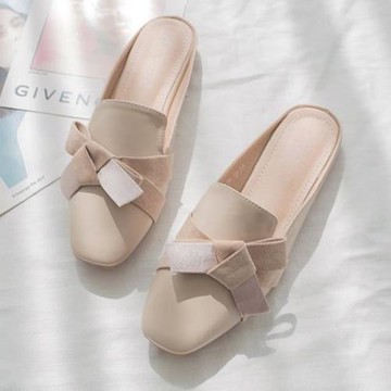 【Taroko】韓系時尚絨面蝴蝶結涼拖鞋(2款可選)