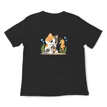 JZ TEE 花貓與海馬-捲尾巴 印花短袖