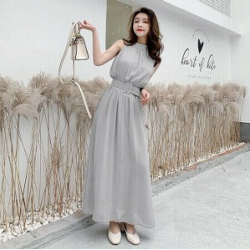 ノースリーブ ワンピース レディース ロングワンピース マキシワンピース ノースリーブワンピース ベルト付き ウエストマーク 上品 大人 通販 Lineポイント最大1 0 Get Lineショッピング