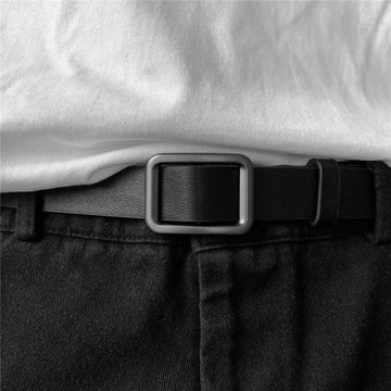 日本進口MUIl新款皮帶男無孔腰帶工裝褲裝飾時尚復古牛仔褲褲帶