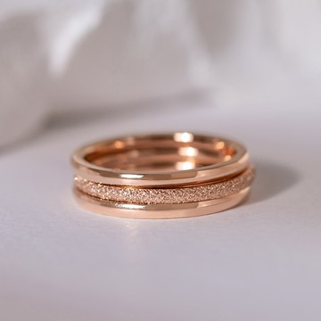 [鈦鋼]MARIGOLD點星霧光細款磨砂戒指三件組【KMD339】-玫瑰金/銀