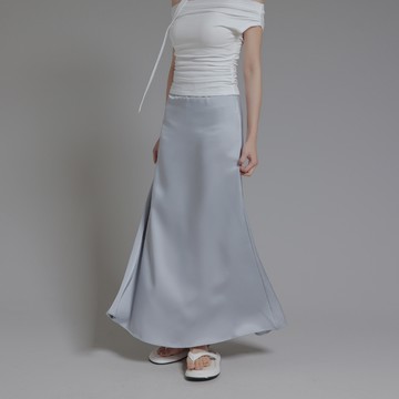 微光澤緞面質感長裙-灰【KT21796】