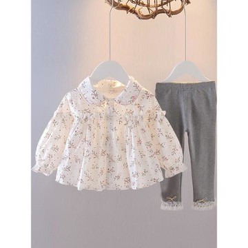 女寶寶碎花裙長袖套裝1-3歲女童春裝兩件套9個月嬰兒春季韓版衣服