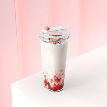【福利品】漂浮珍奶杯 / 草莓奶昔 / Tritan透明環保飲料杯850ml