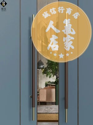 門把手 實木門拉手不鏽鋼玻璃門把手酒店會議室大門拉手黑胡桃木把手定製