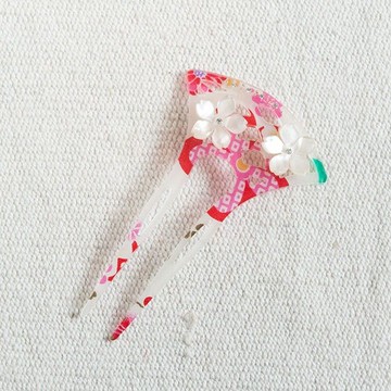 漾花,扇形髮簪,髮插,髮飾-白