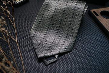 灰黑色小豎紋真絲領帶/型男商務正裝necktie