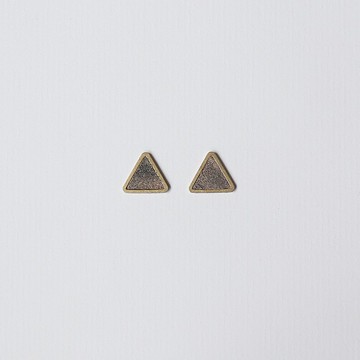 小山耳環 / 毛灰 - 皮革耳環 / 黃銅耳環 / 耳針耳夾