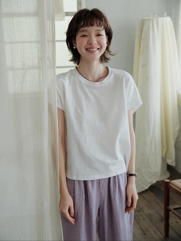 棉麻混紡T恤短袖圓領上衣