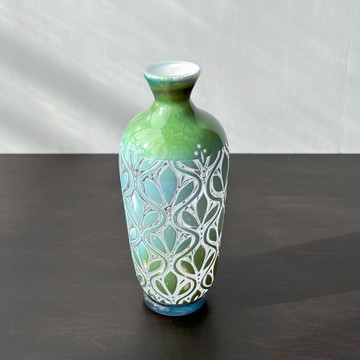 宙吹玻璃花器 三葉立湧