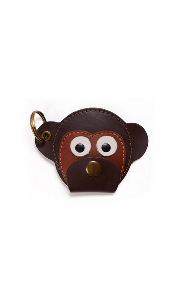 MONKEY 棕色 皮質小猴子鑰匙扣掛件/零錢包