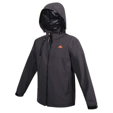 KAPPA 男女防潑水運動外套-刷毛 連帽外套 防水透濕 抗UV 上衣 331S52W-Q98 黑橘