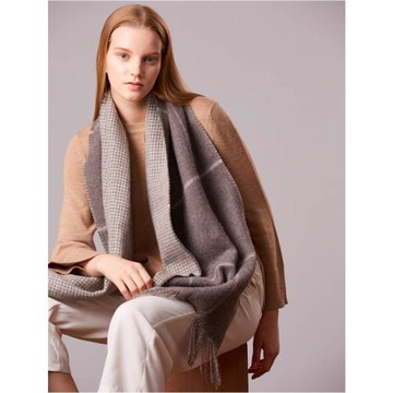 ST.MALO秘魯幼羊駝雙面雙織法式格紋披肩-獨