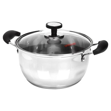 Kitchen-Art 不鏽鋼雙耳湯鍋 附鍋蓋 電磁爐不適用  24cm  混和顏色  1個