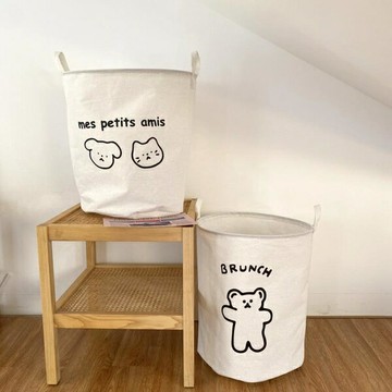 卡通可愛收納桶布藝整理籃棉麻防水家居小熊臟衣籃【木屋雜貨】