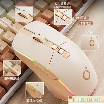 滑鼠 滑鼠 前行者G308有線鼠標游戲電競機械靜音筆記本電腦辦公女生高顏值