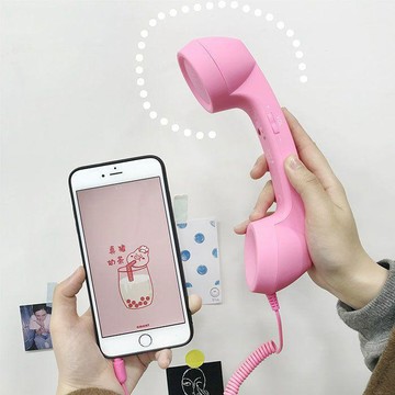 【小悅居】隔曰達🎈 搞怪聽筒 耳機聽筒 外接電話 交換禮物 復古電話筒 有線耳機聽筒 電話耳機筒 手機電話筒 禮物