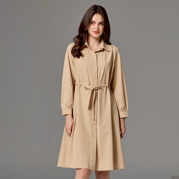 簡約英式兩穿風衣式洋裝_卡其色【MON'S 流行服飾】