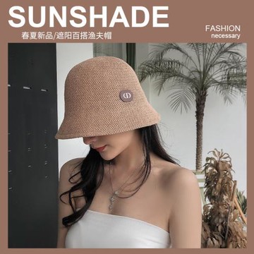 夏季帽子女日系水桶帽復古百搭帽顯臉小漁夫帽盆帽棉麻透氣遮陽帽