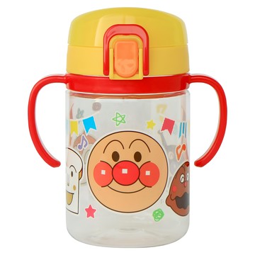 ANPANMAN 麵包超人 幼兒彈蓋雙耳學習杯 250ml  紅黃 大臉  1個