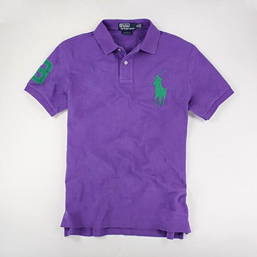美國百分百【全新真品】Ralph Lauren RL 春夏新色 綠色大馬 數字 男款 短Polo衫 紫色 S M號