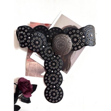 美式復古圓形鏤空腰封配連衣裙子2025新款夸張裝飾寬腰帶歐美風潮