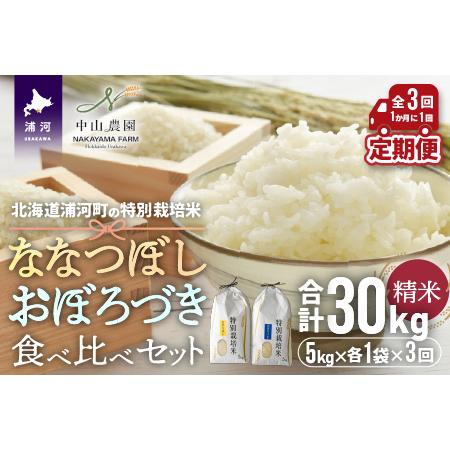 ふるさと納税 北海道浦河町の特別栽培米「ななつぼし＆おぼろづき」食べ比べ定期便(計10kg)(全3回)[37-1175] 北海道浦河町