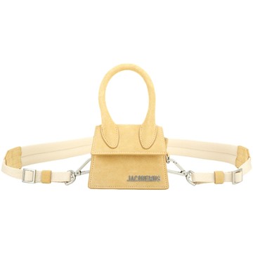 JACQUEMUS Le Chiquito Homme 織紋背帶麂皮迷你手提/斜背包(淺褐色)
