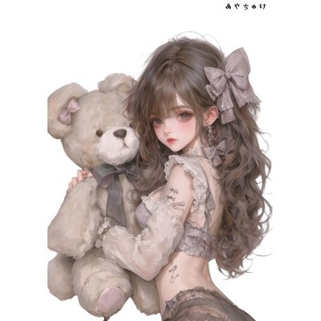 【3 月新品 2】07-095-0091 人物貼紙 動物與女孩蕾絲