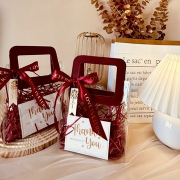 現貨 日日囍∞ins透明手提袋 pvc提袋 手提袋 透明手提袋 防水禮物提袋 皮革提袋 禮物袋 婚禮提袋