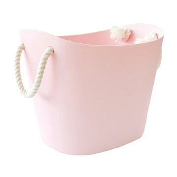 Hachiman Kasei 八幡化成 棉繩收納籃 PE塑料 棉材質  S  淺粉  1個