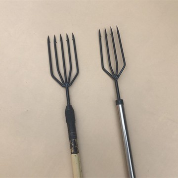 1.3米一體式竹竿不銹鋼桿子橡膠牛筋彈射魚叉 3齒4齒5齒一字平叉