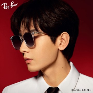 RayBan 雷朋 大方框太陽眼鏡 成毅配戴款/透明 深灰漸層鏡片#RB2206D 64478G-57mm