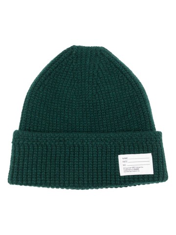 visvim - logo-appliqué knitted beanie - men - Wool/Cashmere/Nylon - One Size - Green