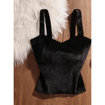 西裝內搭金絲絨背心吊帶女2025秋冬新款美背修身打底黑色抹胸上衣