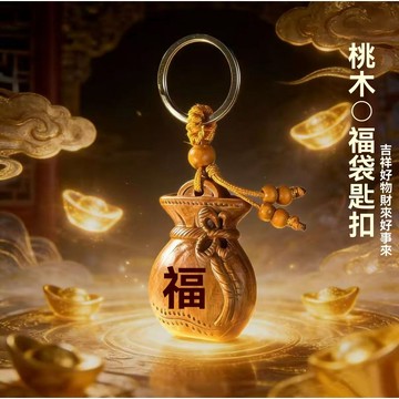 紫南宮過爐開光🙏🏻2026初更新-【先生薦】匠心之作桃木福祿錢袋子鑰匙扣駕車個人用品吉祥寓意 NDA