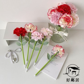 好鄰居🛒實用送老師禮盒 謝師恩走心小禮物 粉色康乃馨花束圓珠筆清新裝飾花朵筆幼兒園節日禮品 教師節禮物