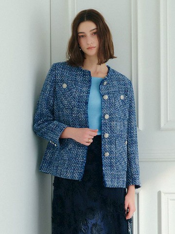 氣質小香風口袋圓領夾克外套(07000214100) - YECCA VECCA